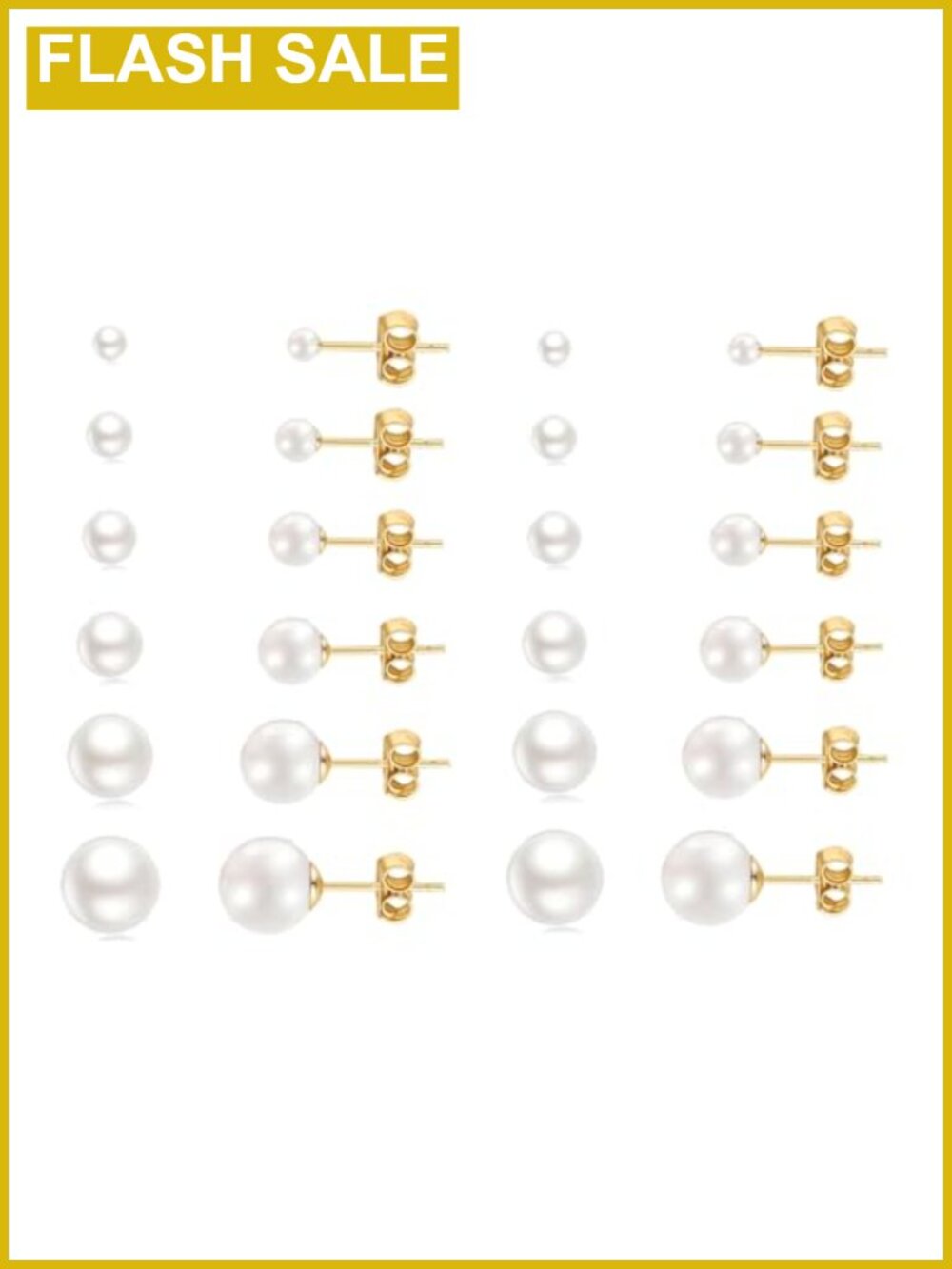12 Pairs Pearl Stud Earrings for Women Hypoallergenic 316L Stainless Steel 14K